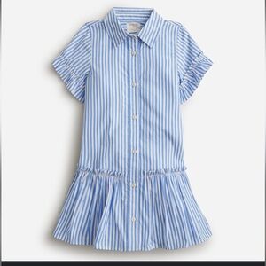Crewcuts Jcrew Blue White Striped Amelia shirt-dress in cotton poplin dress 10 L